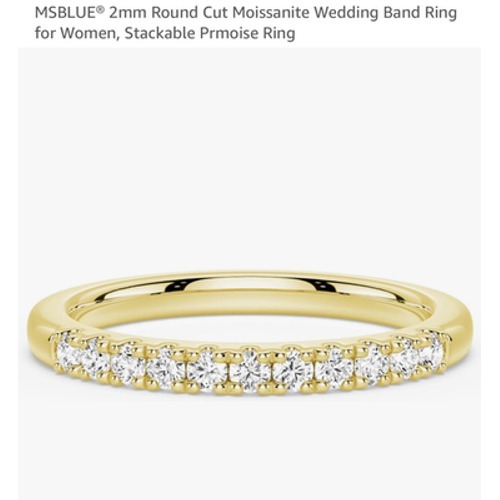 Msblue Moissanite Wedding Anniversary Band Ring Womens 9 Gold 2mm Stackable Pave — image 8 of 8